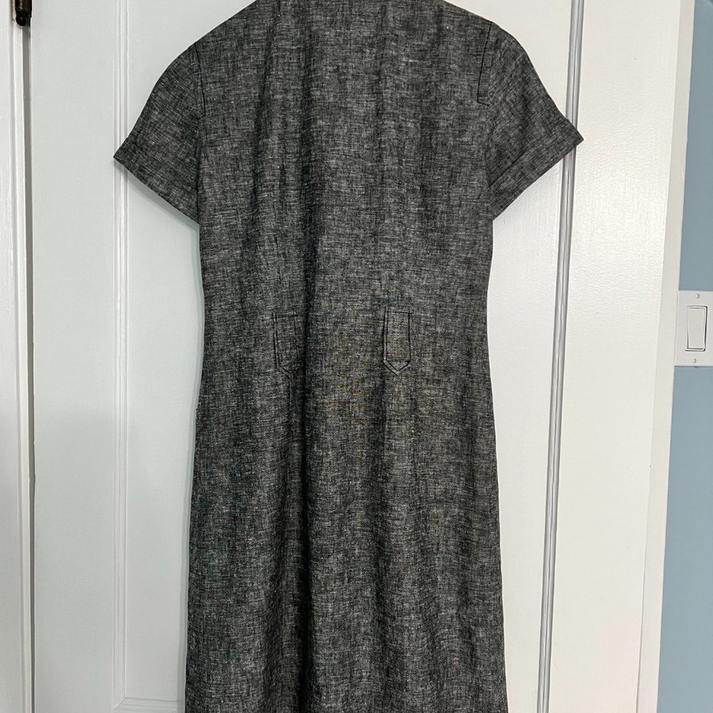 Ann Taylor Gray Short-Sleeve Belted Shirt Dress - Picture 2 of 9